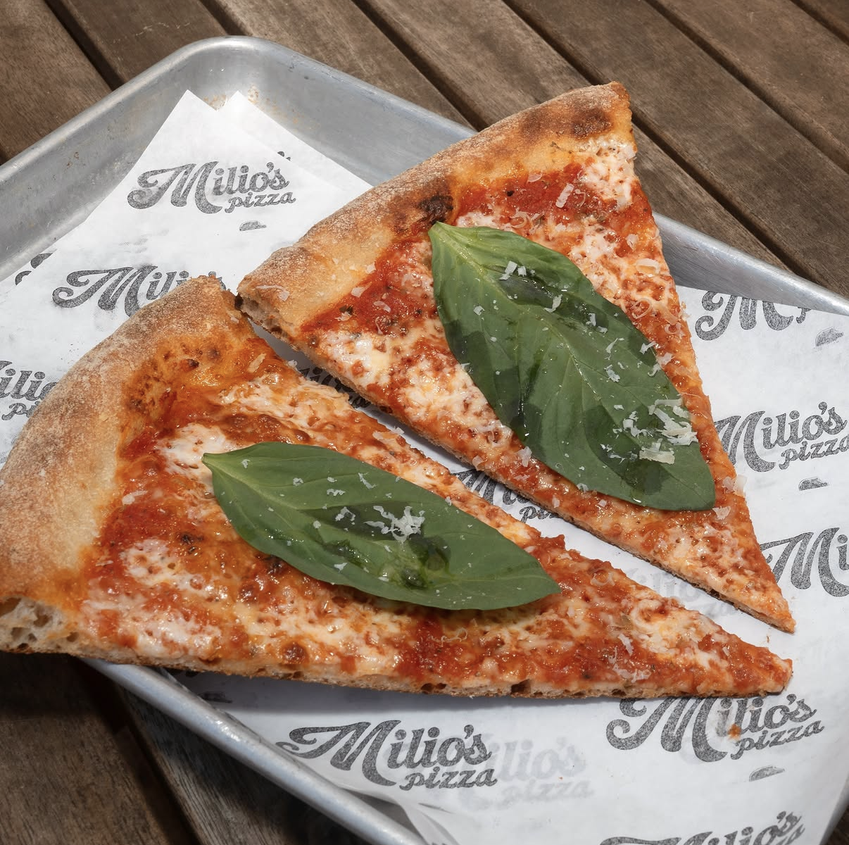 Cheese pizza at Milio's Pizza