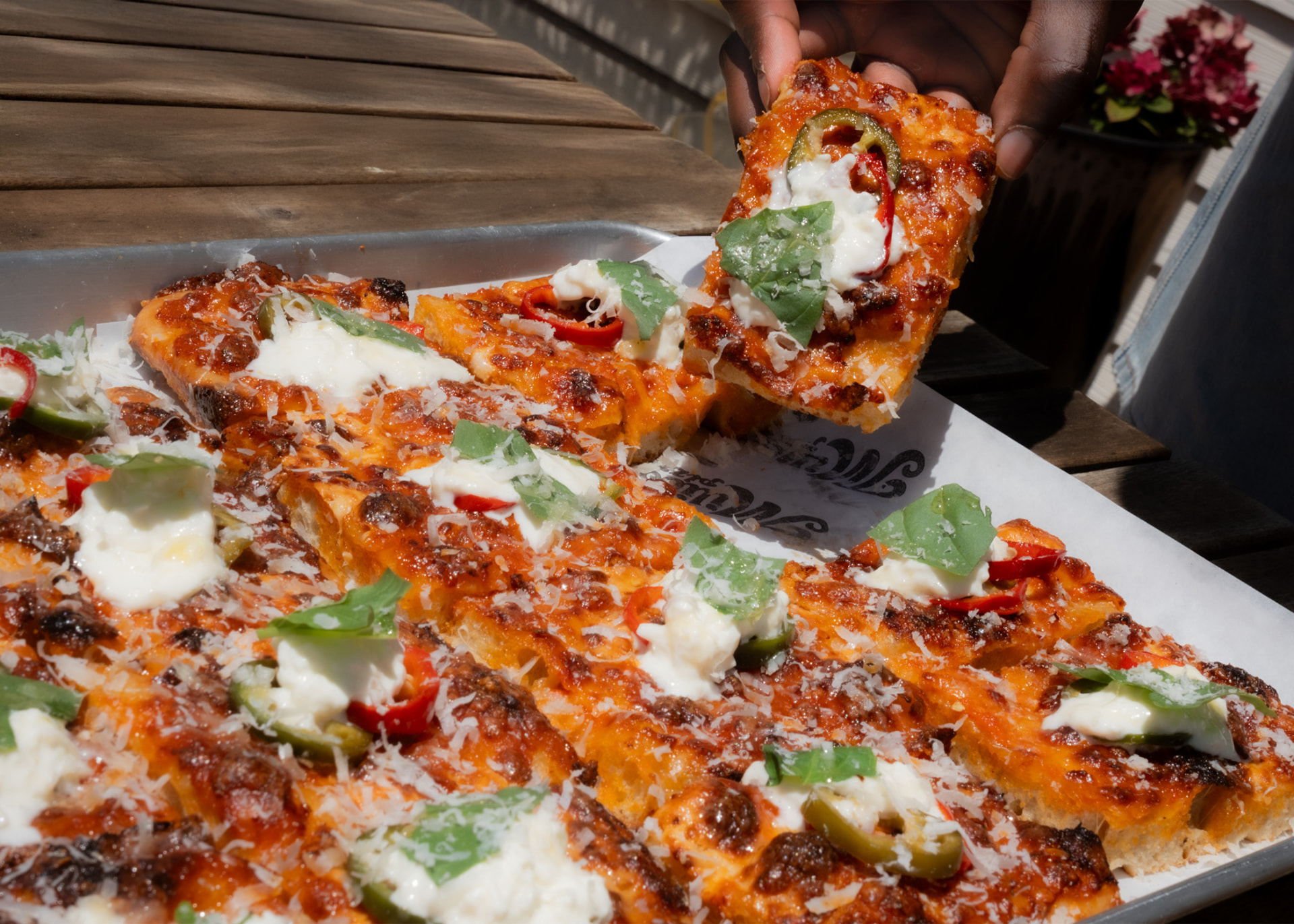 Spicy Vodka slice at Milio's Pizza